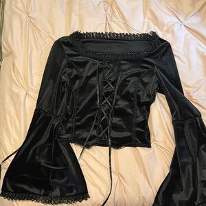 Elegant Black Lace-Up Women's Top